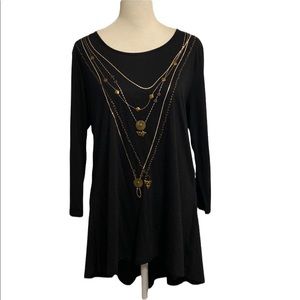 HANNAH metallic embossed tunic T-shirt with beading